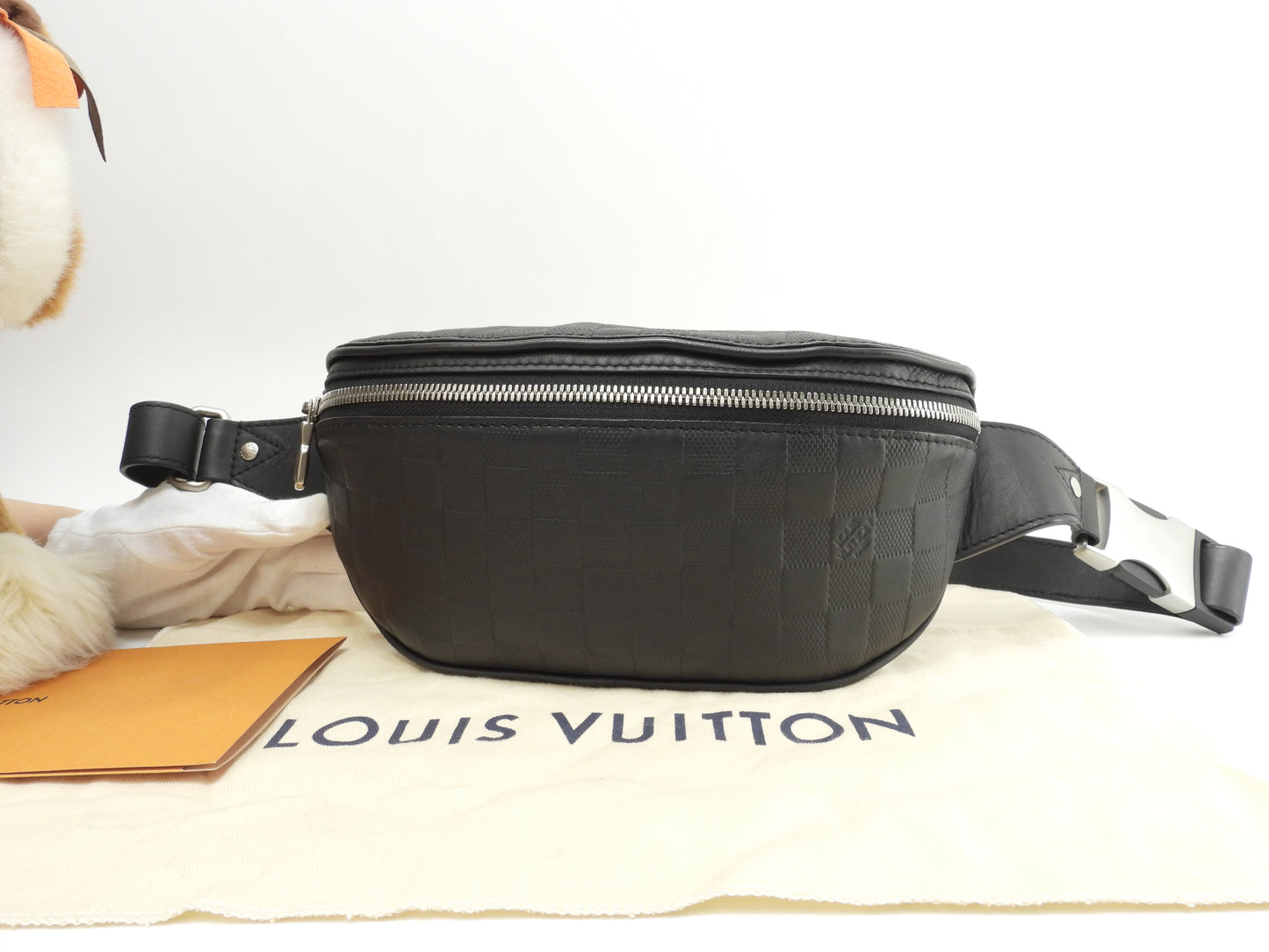 ルイヴィトン バムバッグ N40298 ダミエアンフィニ黒 ボディバッグ ベルトバッグ 極美品@CA4189