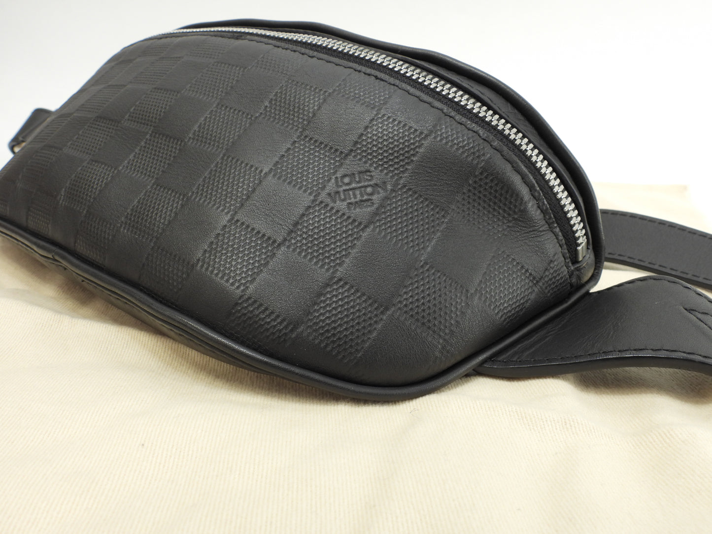 ルイヴィトン バムバッグ N40298 ダミエアンフィニ黒 ボディバッグ ベルトバッグ 極美品@CA4189