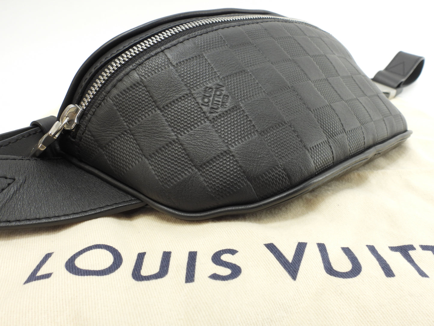 ルイヴィトン バムバッグ N40298 ダミエアンフィニ黒 ボディバッグ ベルトバッグ 極美品@CA4189