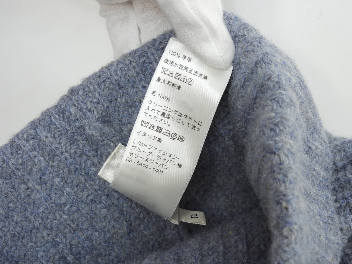 セリーヌ ニット帽 ウール100% 水色 ヘッドウォーマー ビーニー 未使用@ 10