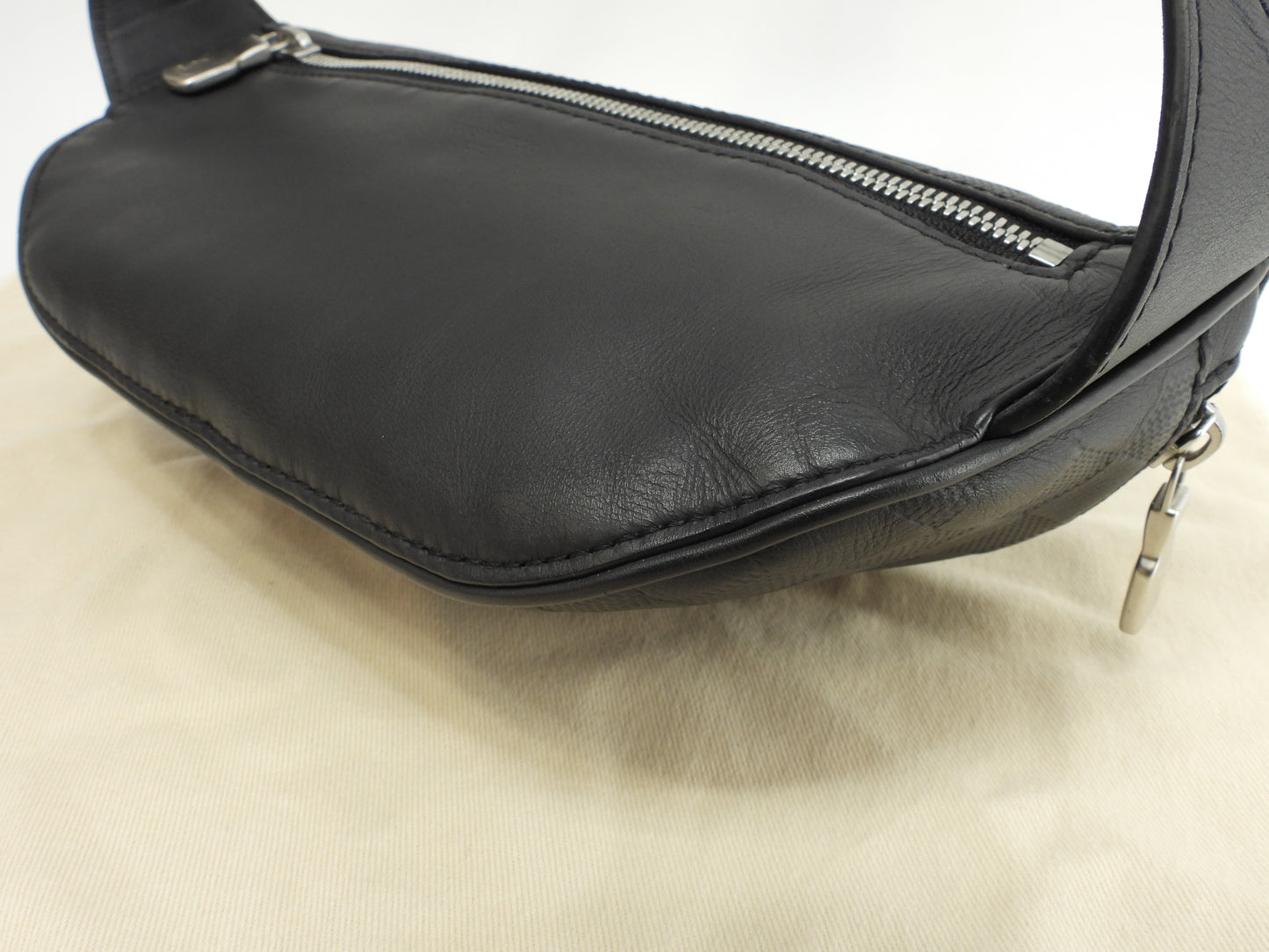 ルイヴィトン バムバッグ N40298 ダミエアンフィニ黒 ボディバッグ ベルトバッグ 極美品@CA4189