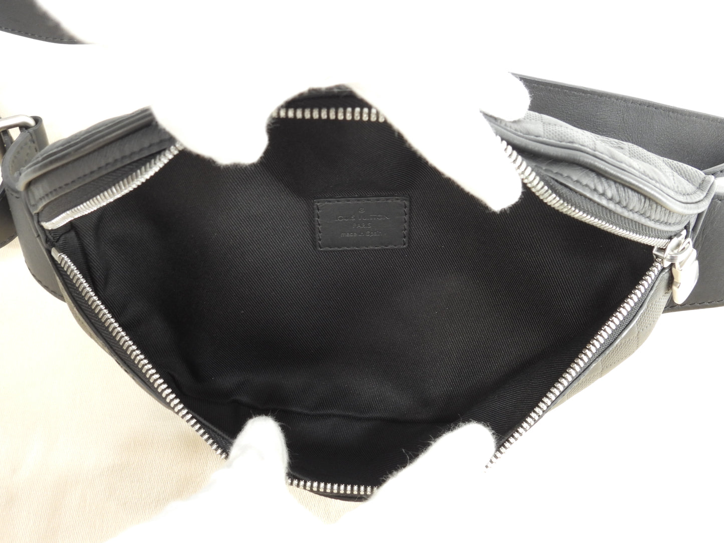 ルイヴィトン バムバッグ N40298 ダミエアンフィニ黒 ボディバッグ ベルトバッグ 極美品@CA4189