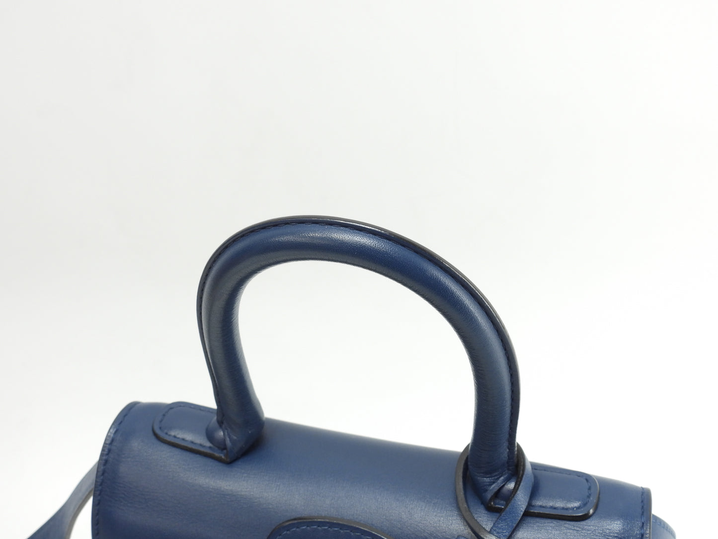 デルヴォー ブリヨンミニ レザー濃青 シルバー金具 ハンドバッグ ポシェット クロスボディ@ 1