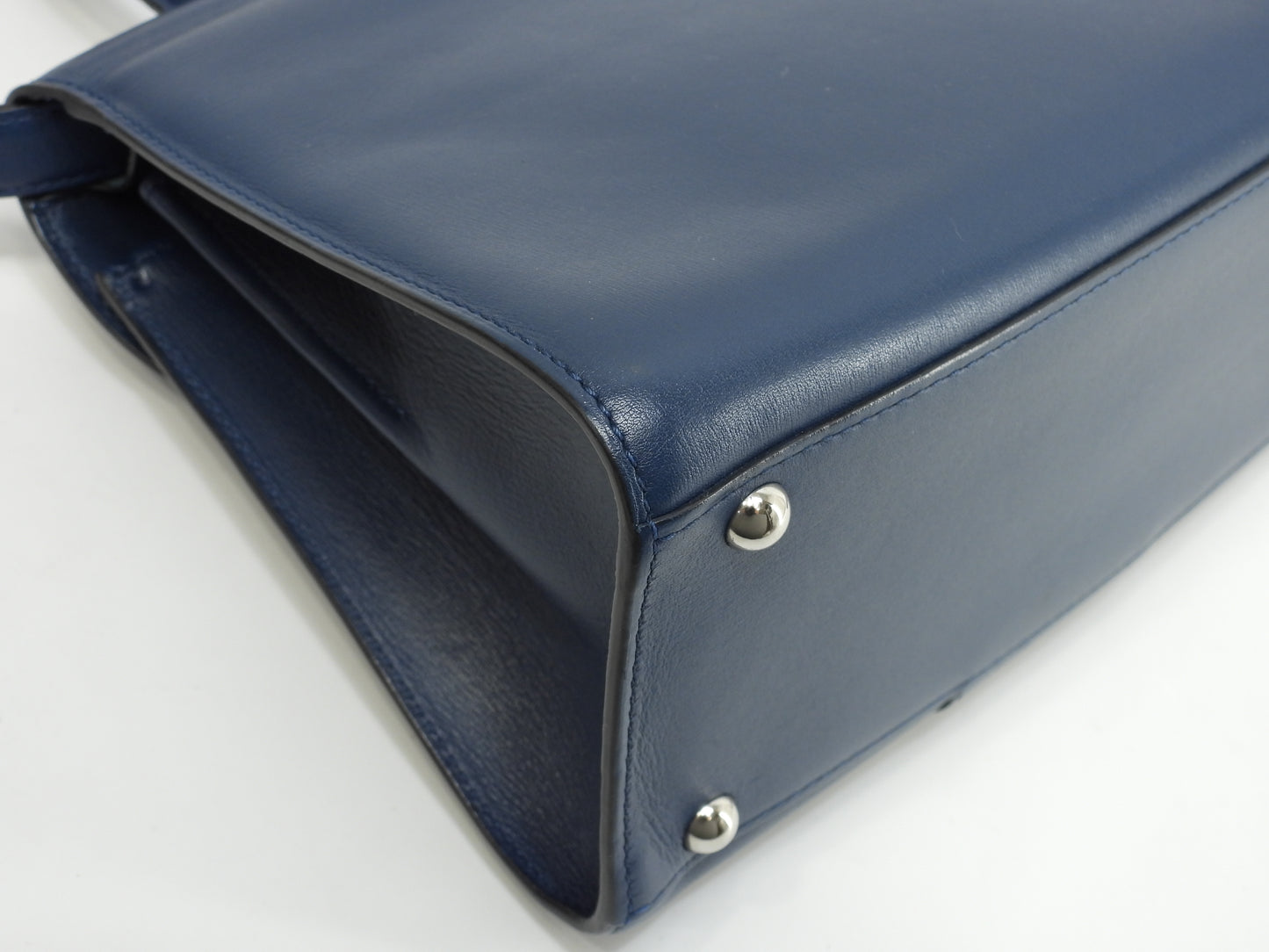 デルヴォー ブリヨンミニ レザー濃青 シルバー金具 ハンドバッグ ポシェット クロスボディ@ 1