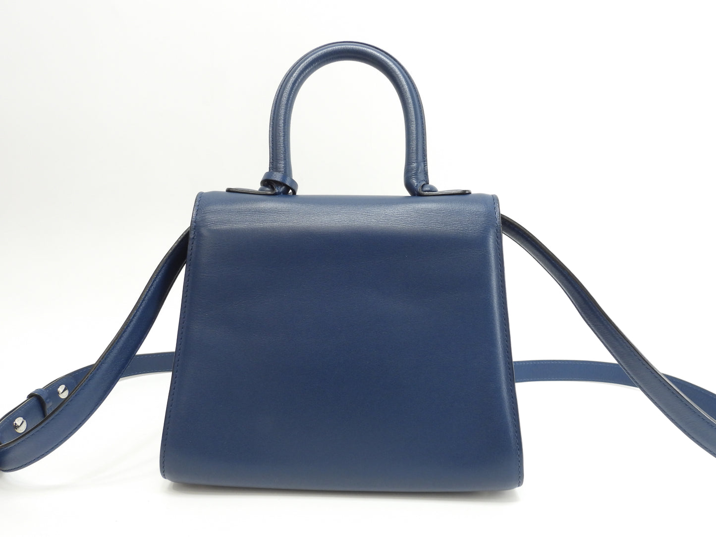 デルヴォー ブリヨンミニ レザー濃青 シルバー金具 ハンドバッグ ポシェット クロスボディ@ 1