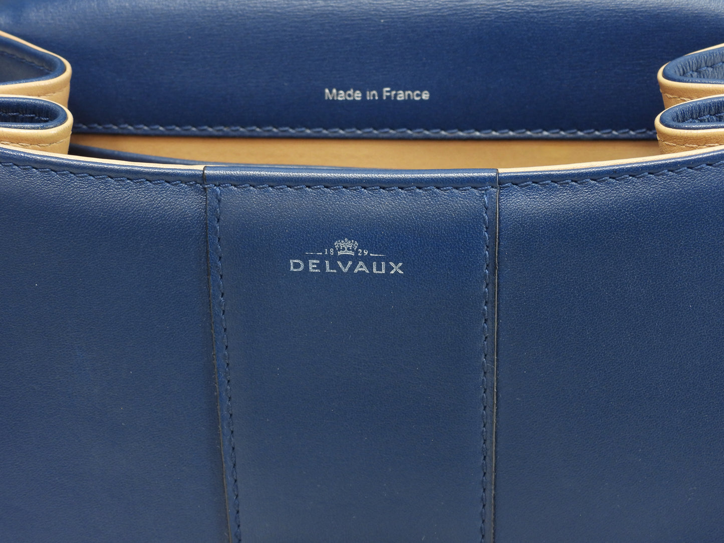 デルヴォー ブリヨンミニ レザー濃青 シルバー金具 ハンドバッグ ポシェット クロスボディ@ 1
