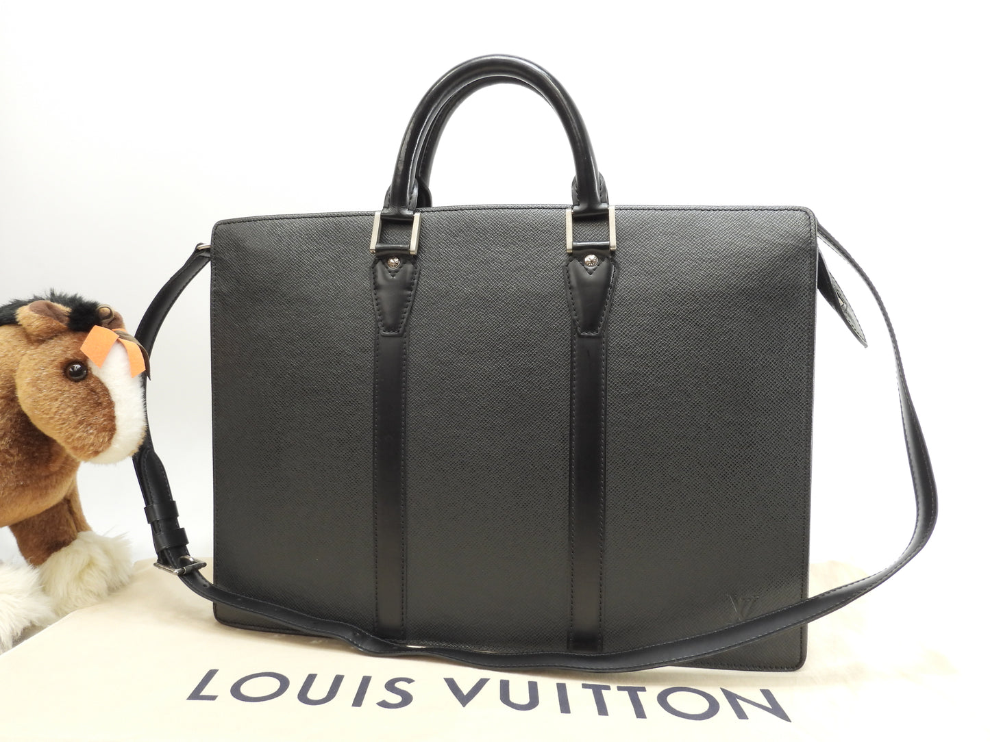 ルイヴィトン ロザン M30052 タイガ黒 書類かばん ブリーフケース ショルダーストラップ付@RI2153