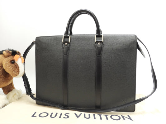 ルイヴィトン ロザン M30052 タイガ黒 書類かばん ブリーフケース ショルダーストラップ付@RI2153