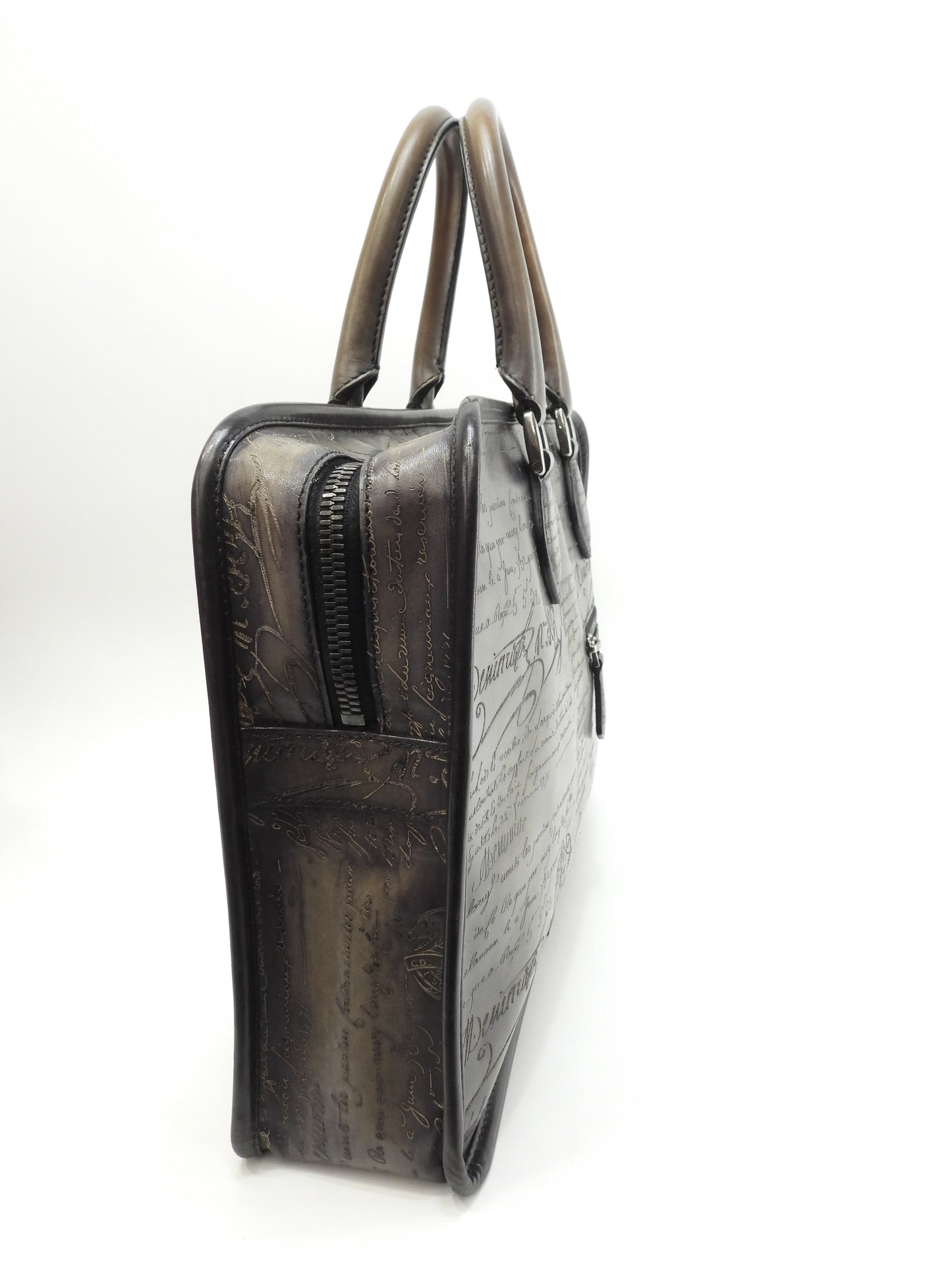ベルルッティ アンジュール カリグラフィー レザー灰 ビジネスバッグ ブリーフケース@0133