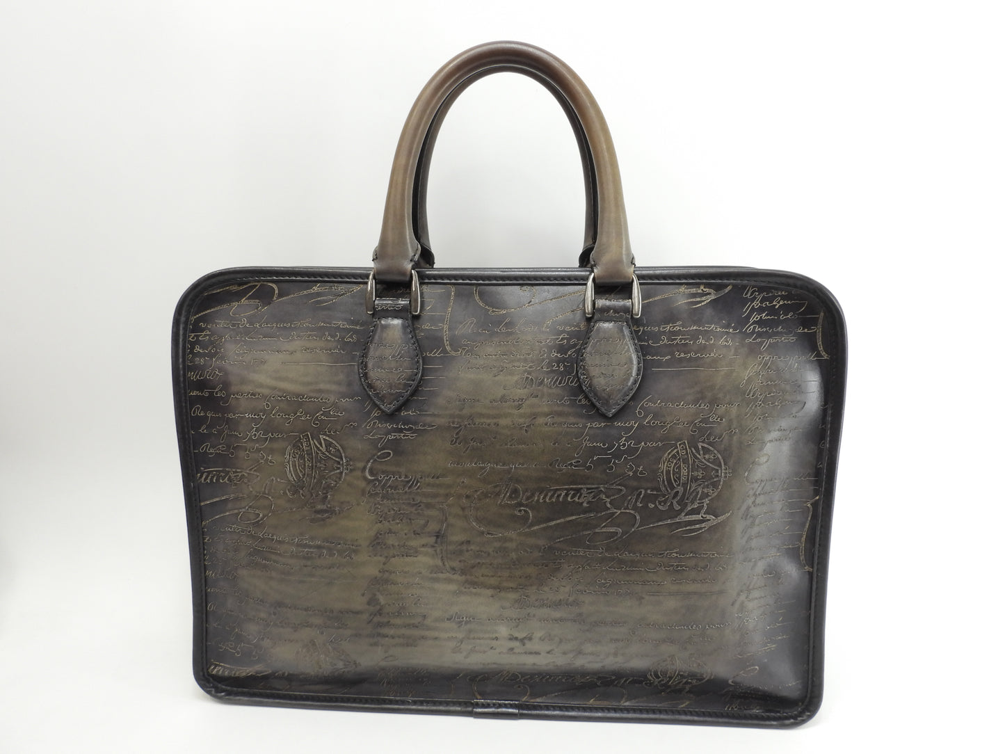 ベルルッティ アンジュール カリグラフィー レザー灰 ビジネスバッグ ブリーフケース@0133