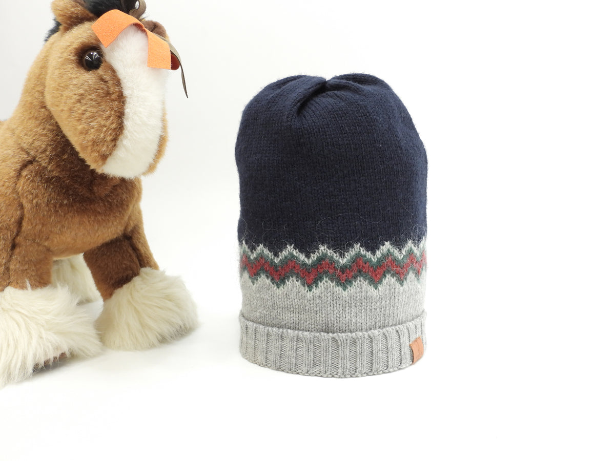 グッチ ニット帽 ウェブ ウール紺灰 ニットキャップ ビーニー ヘッドウォーマー 帽子 未使用@ 19