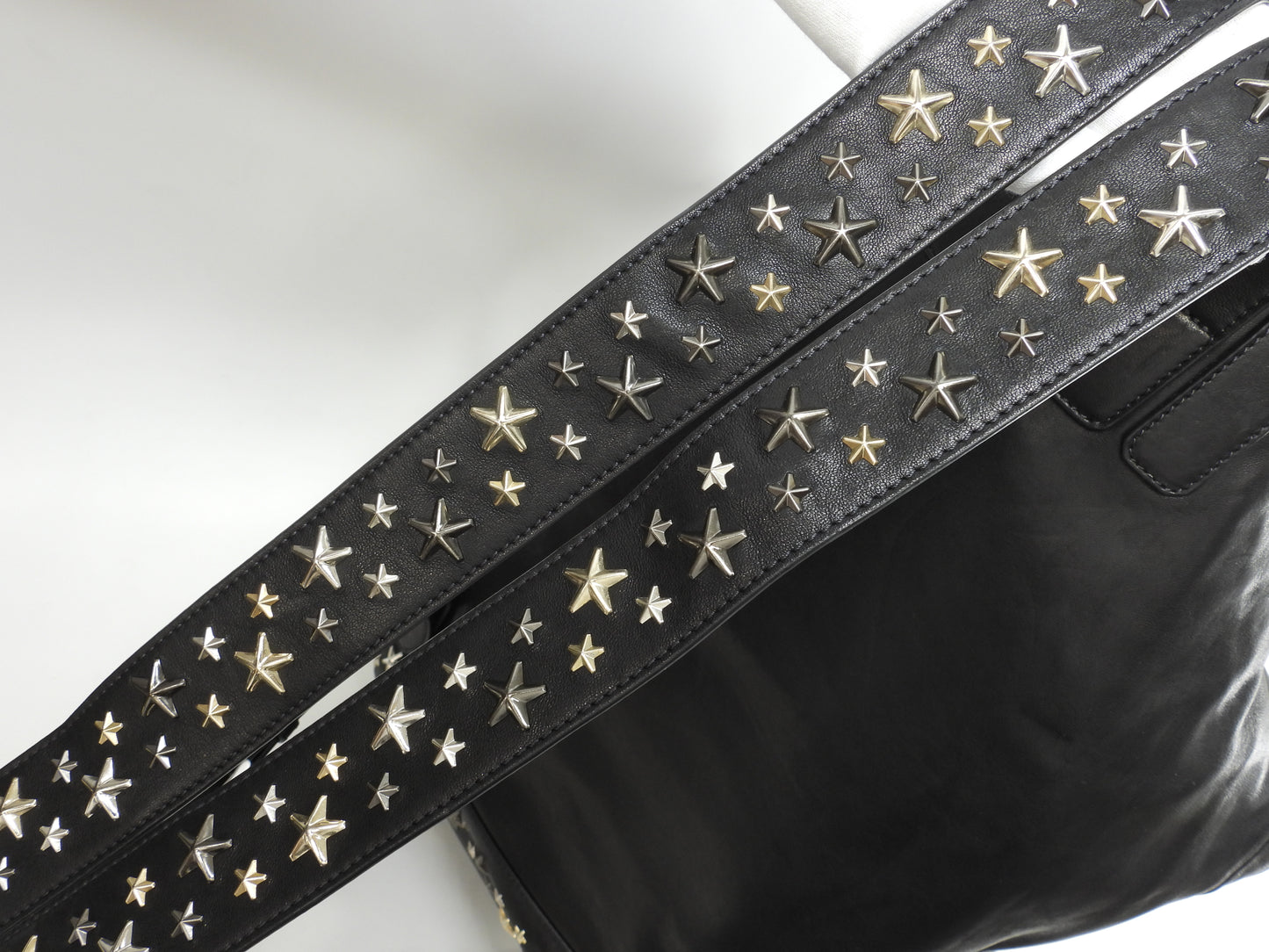 ジミーチュウ フィッツロイ 星スタッズ レザー黒 バックパック リュックサック 極美品@8RQRGF