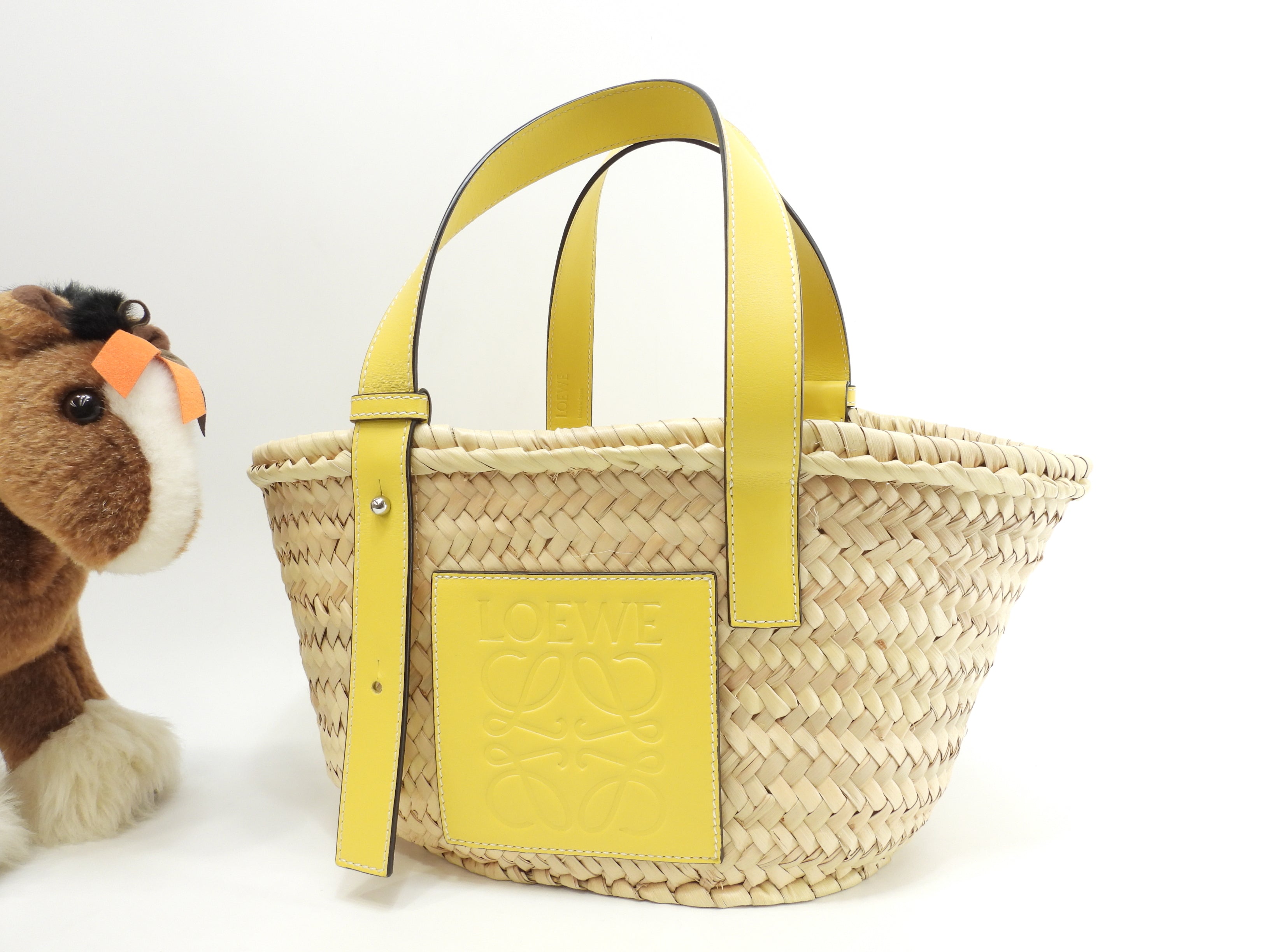 LOEWE バスケットバッグ　ナチュラル　イエロー　スモール ロエベ バスケットスモール カゴバッグ ナチュラル黄革 ハンドバッグ