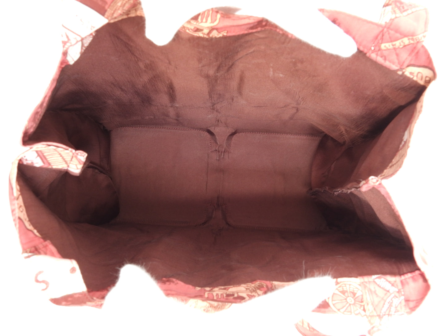 エルメス シルキーポップ シルク白ピンク レザー赤茶 エコバッグ ハンドバッグ@ 1