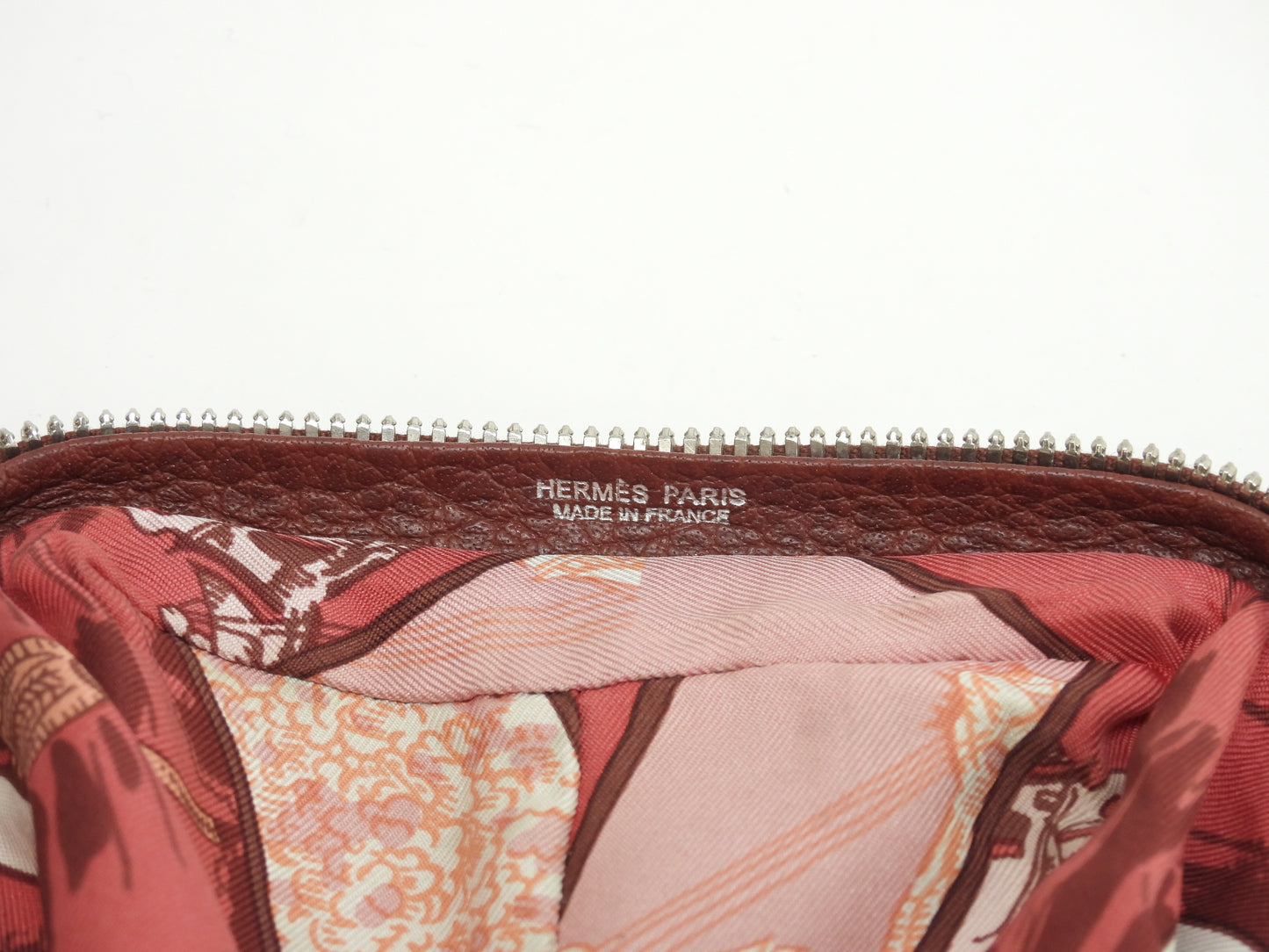 エルメス シルキーポップ シルク白ピンク レザー赤茶 エコバッグ ハンドバッグ@ 1