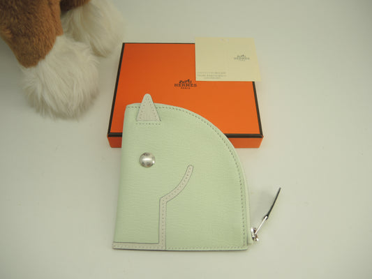 エルメス パドックウォレット シェーブル 薄緑 コインケース カードケース 新品@U 10