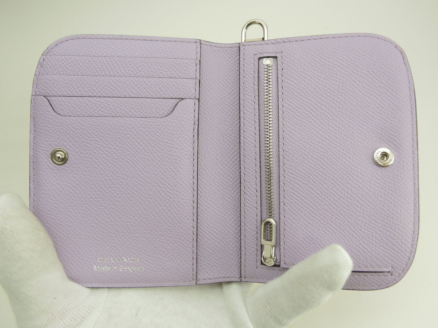 デルボー 2折財布 ヴァガボンドコンパクト 型押レザー/グレージュ@K13Z