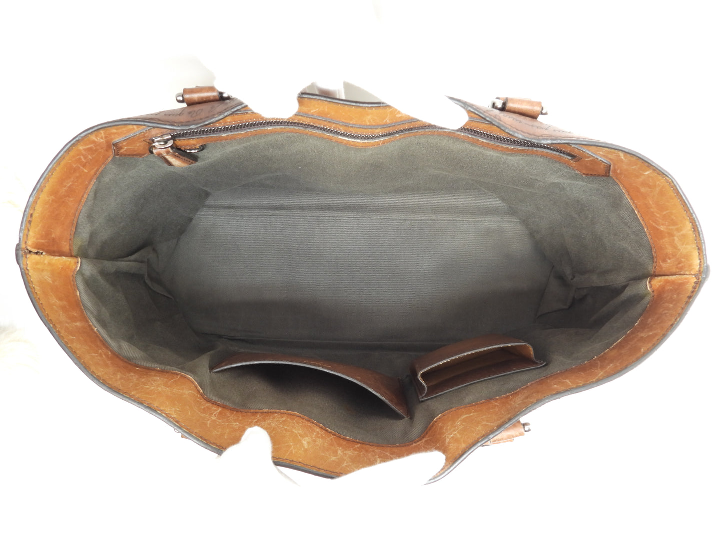 ベルルッティ トゥジュール カリグラフィ レザー茶 メンズ トートバッグ@A0159