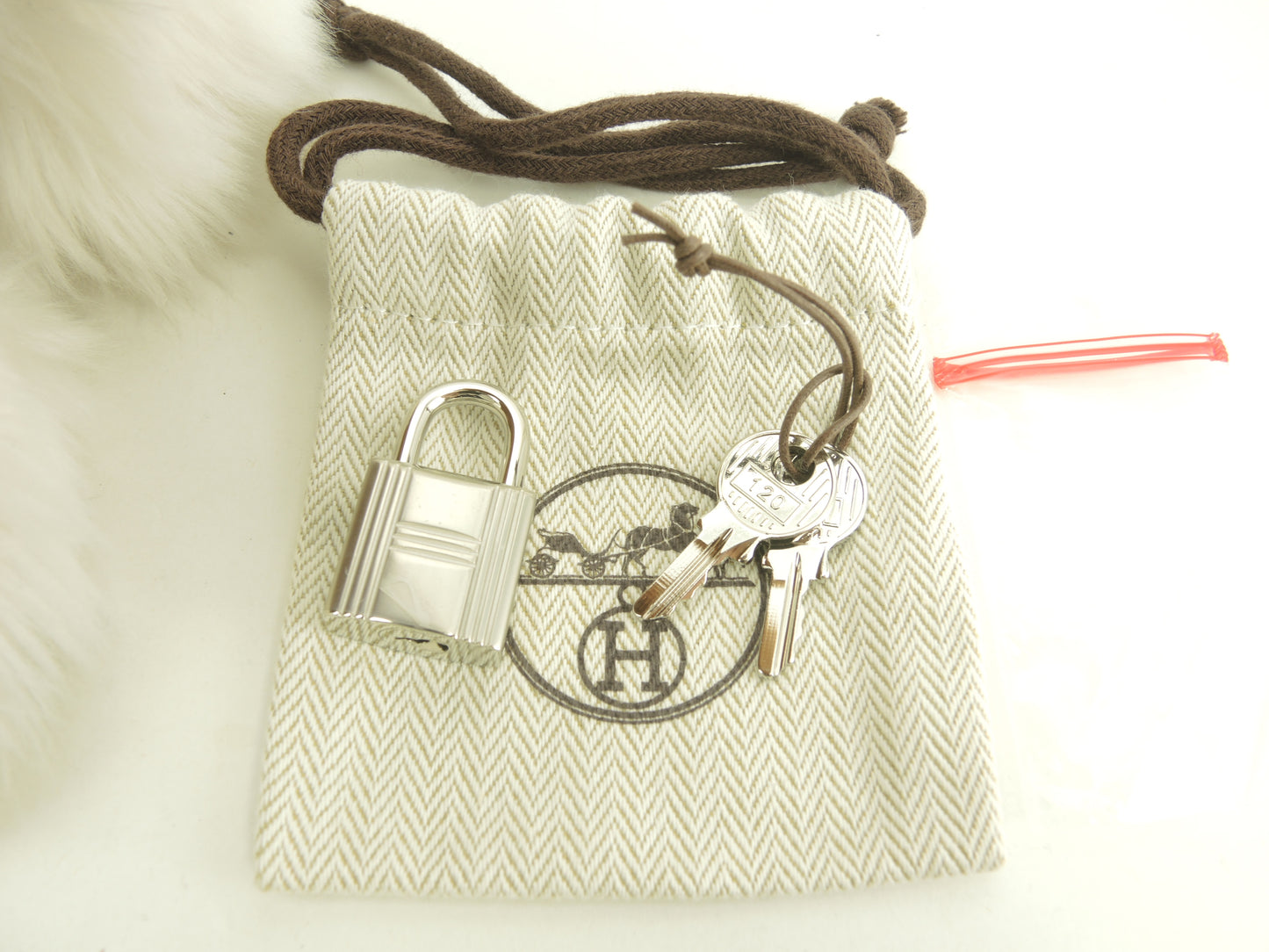 エルメス 南京錠 鍵2個 シャインシルバー パドロック キー 120 バッグチャーム 新品@ 202