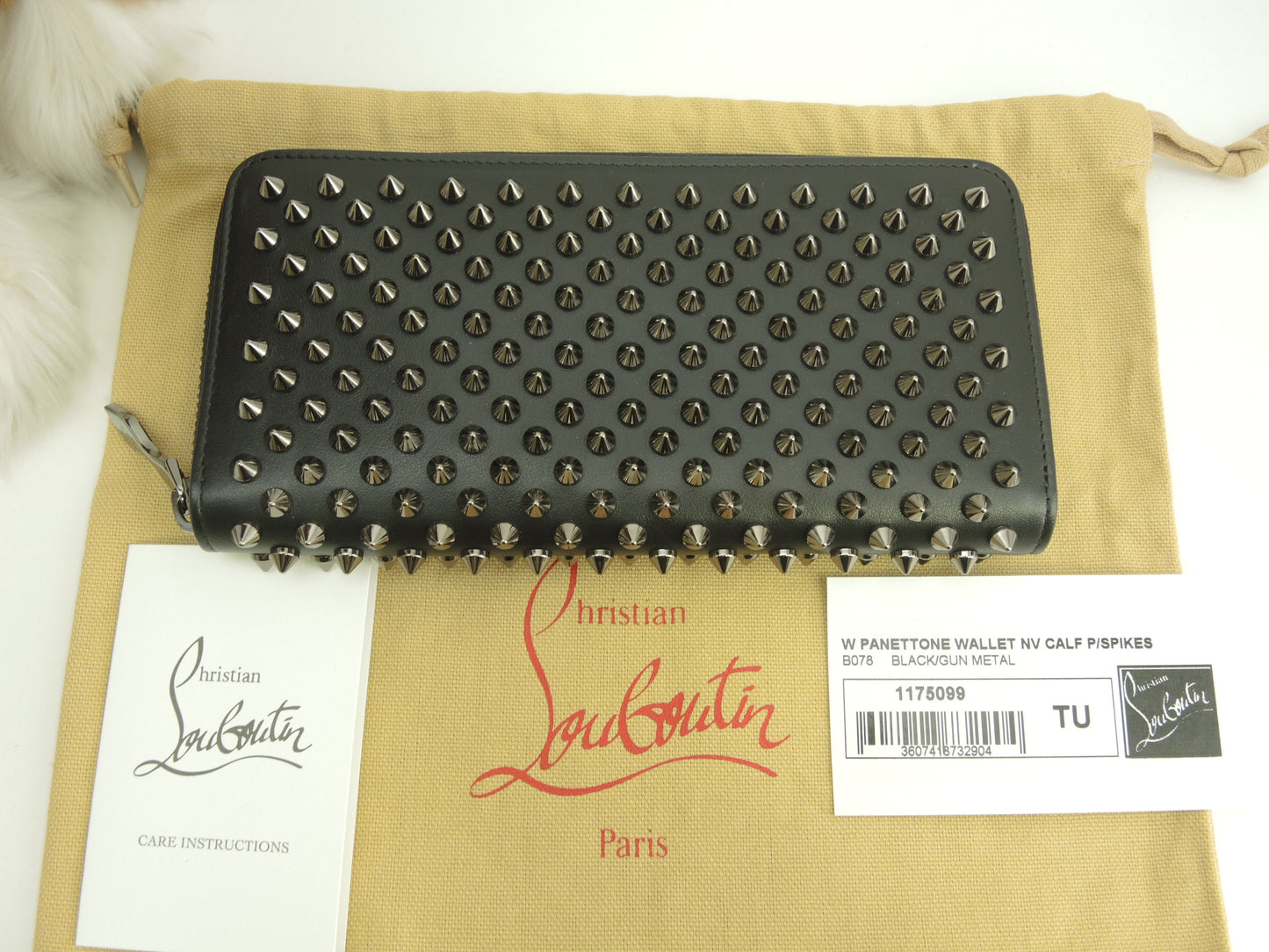 クリスチャンルブタン ロングウォレット シルバースタッズ レザー黒 長財布 パネトーネ 新品@ 5