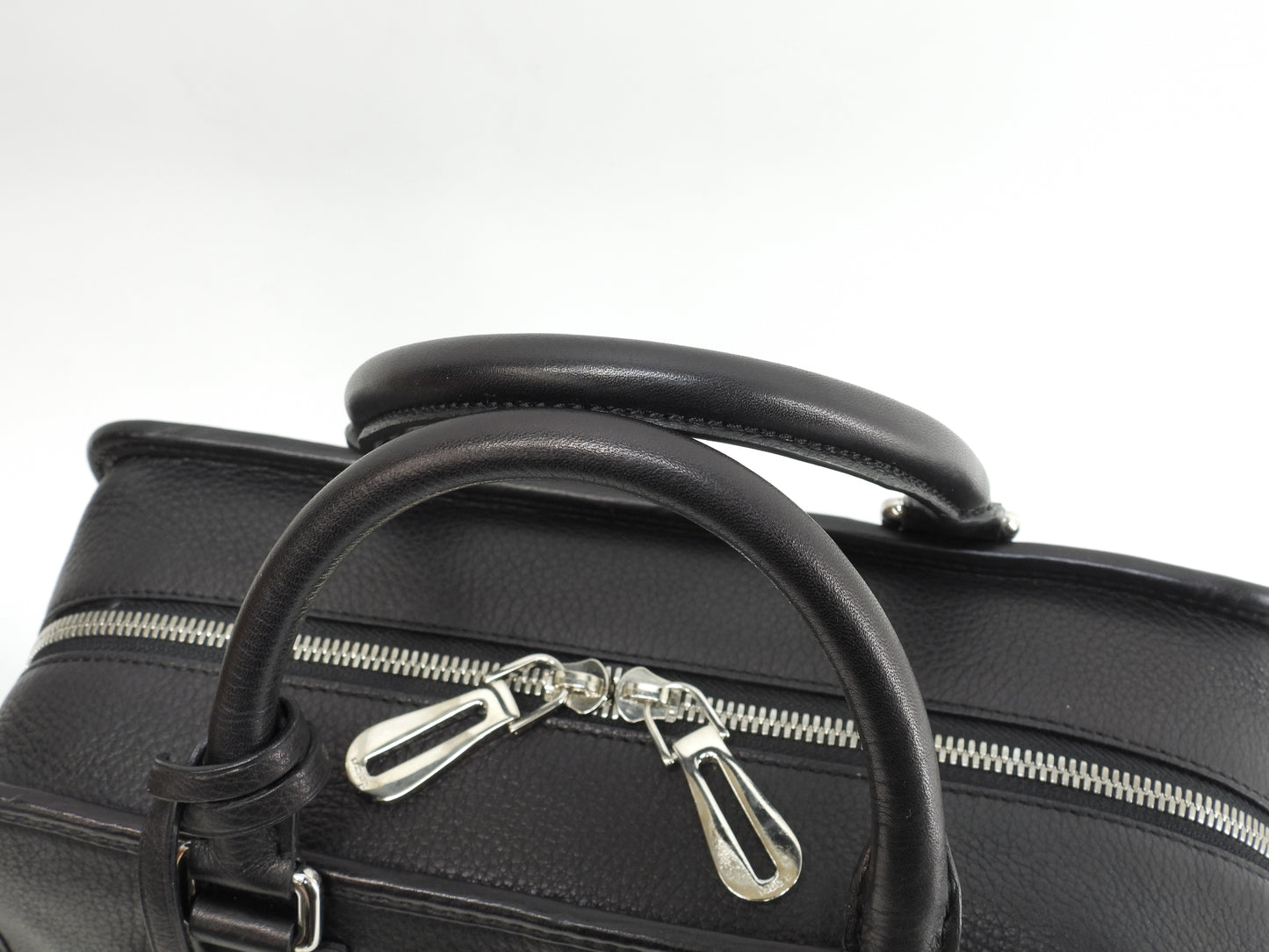 ロエベ アマソナ28 シルバー金具 型押レザー黒 ハンドバッグ アナグラム@011107