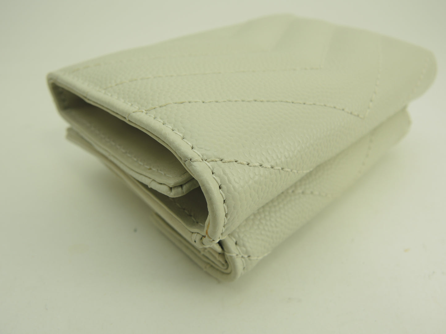 サンローラン ミニウォレット 型押レザー グレージュ 3折ミニホック財布 未使用@ 98