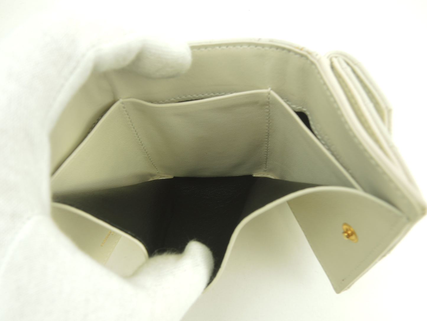 サンローラン ミニウォレット 型押レザー グレージュ 3折ミニホック財布 未使用@ 98