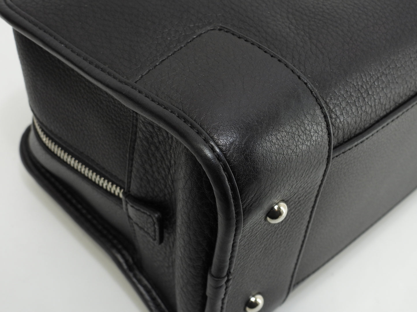 ロエベ アマソナ28 シルバー金具 型押レザー黒 ハンドバッグ アナグラム@011107