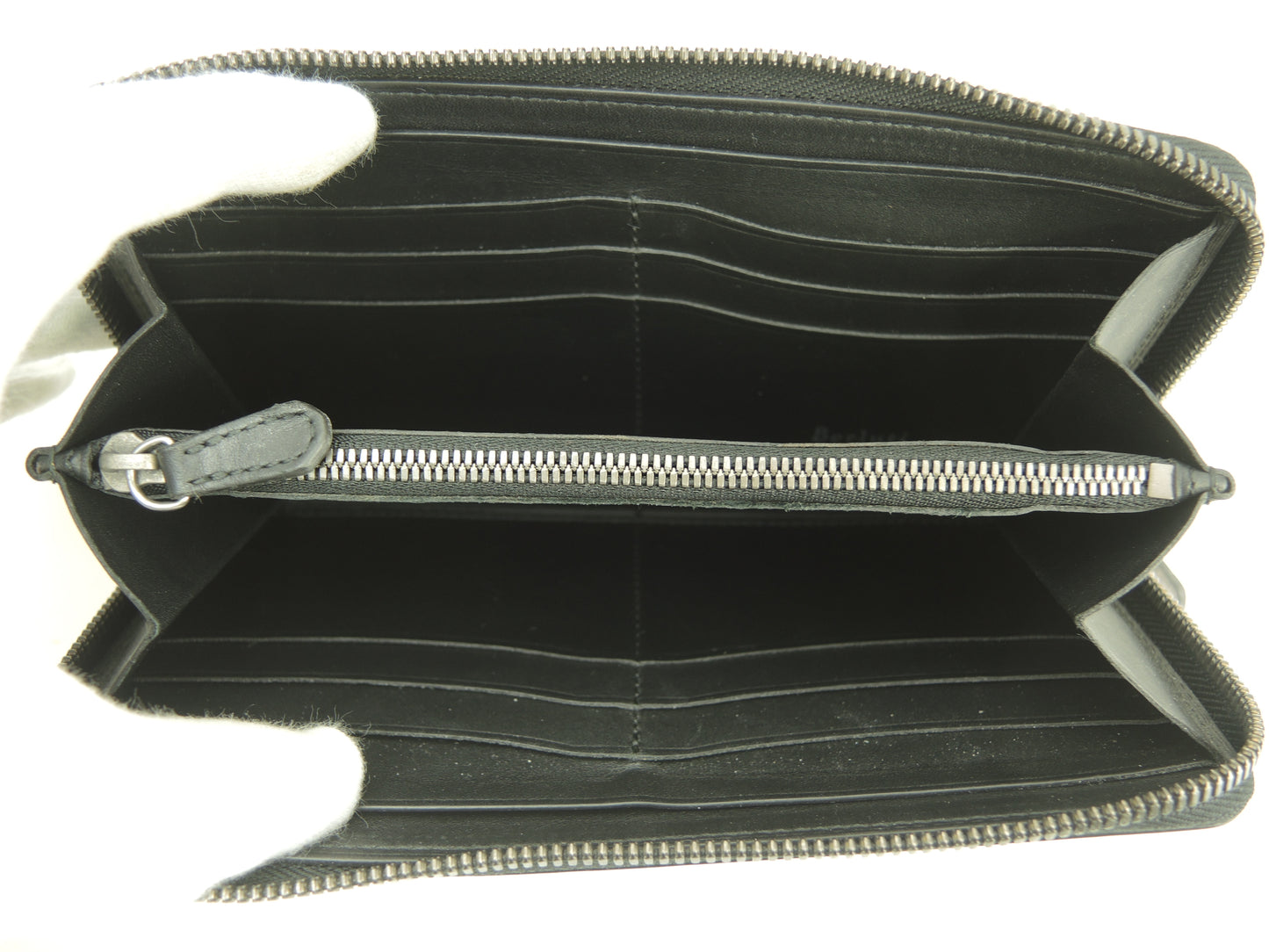 ベルルッティ イタウバ カリグラフィ レザー黒 ジップ長財布 ロングウォレット@E1117