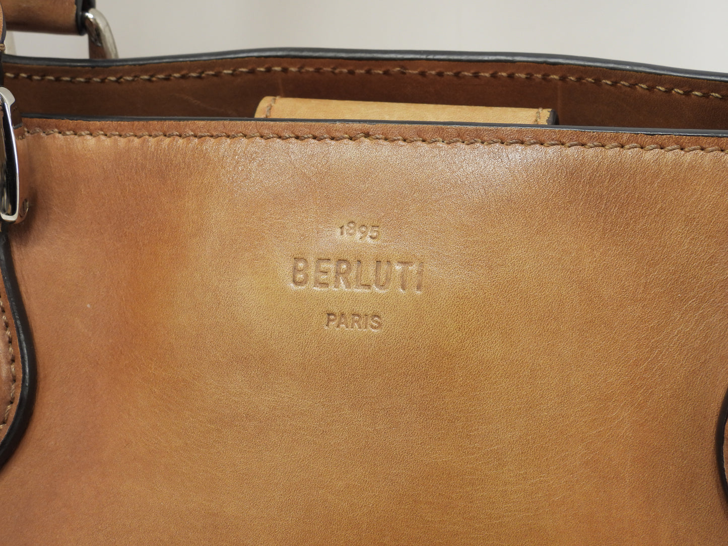 ベルルッティ トゥジュールミニ カリグラフィ レザー茶 トートバッグ メンズ@A0260 2