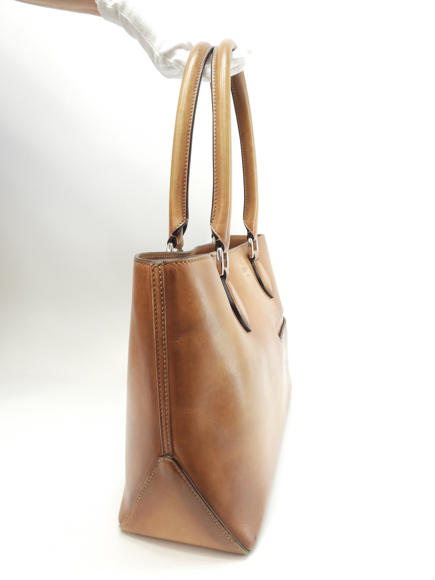 ベルルッティ トゥジュールミニ カリグラフィ レザー茶 トートバッグ メンズ@A0260 2