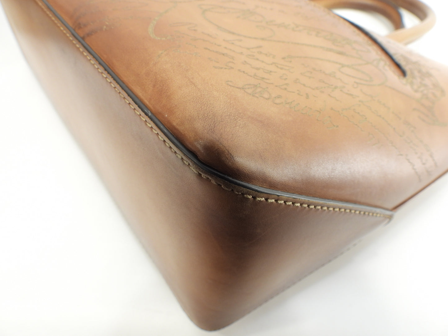 ベルルッティ トゥジュールミニ カリグラフィ レザー茶 トートバッグ メンズ@A0260 2