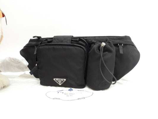 プラダ ボディバッグ中 ナイロン 黒 ウエストバッグ ヒップバッグ 美品@58/C