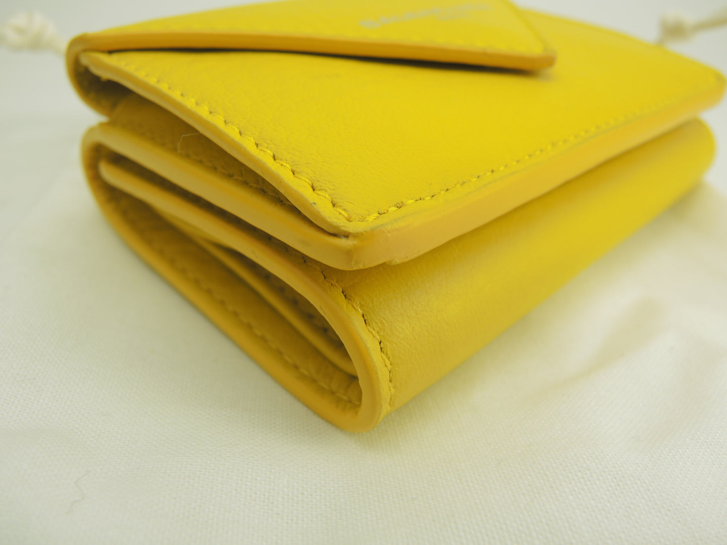 バレンシアガ ミニウォレット ペーパー レザー黄 コンパクト財布 新品@ 42