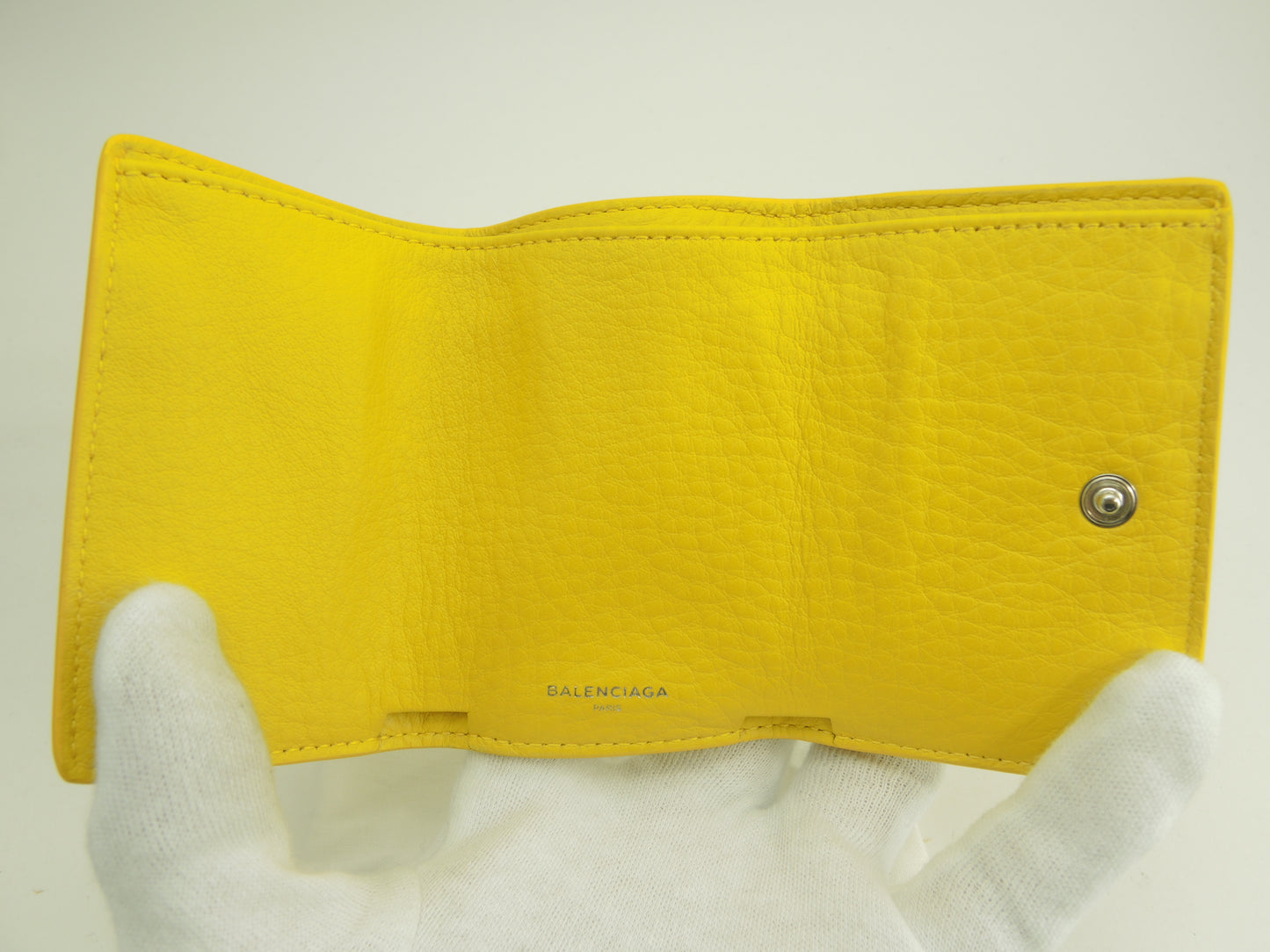 バレンシアガ ミニウォレット ペーパー レザー黄 コンパクト財布 新品@ 42