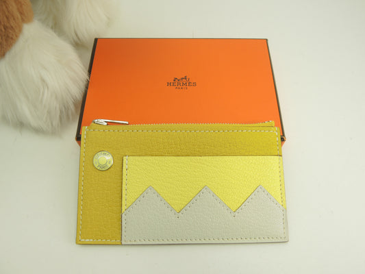 エルメス クロコダイルコンパクト シェーブル 黄 コインケース フラグメントケース 未使用@B