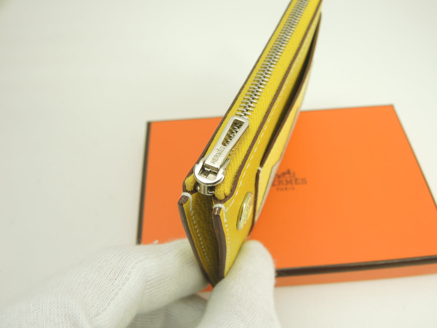 エルメス クロコダイルコンパクト シェーブル 黄 コインケース フラグメントケース 未使用@B