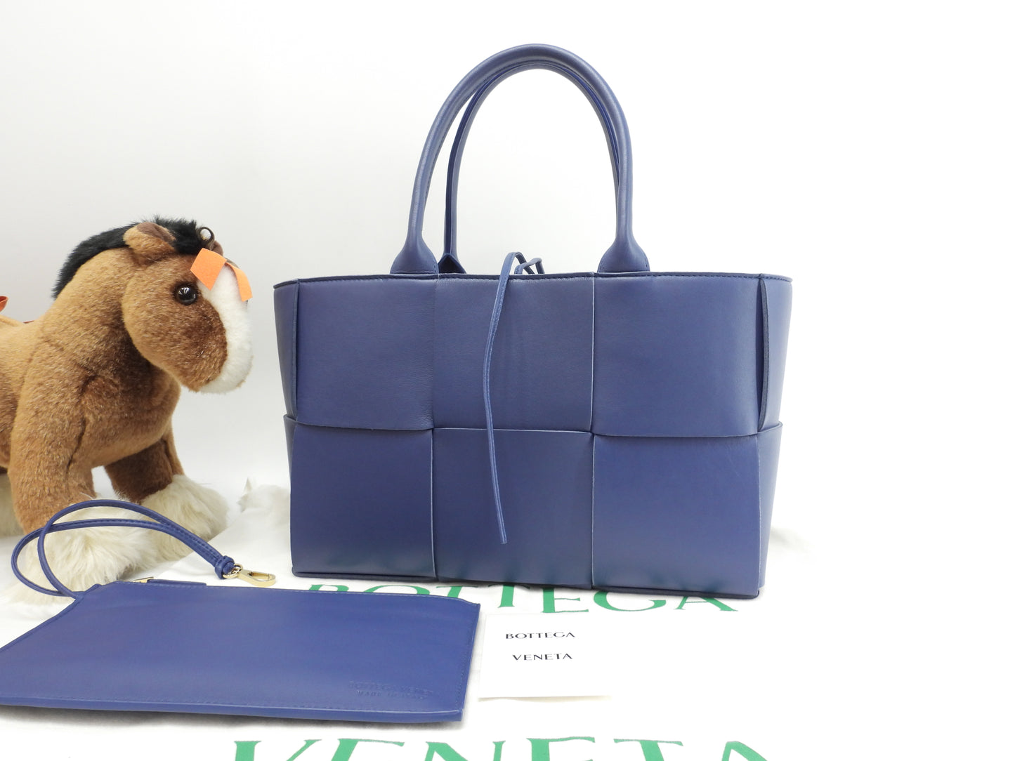 ボッテガヴェネタ トートバッグ スモールアルコ レザー青 ハンドバッグ 極美品@B10245652B