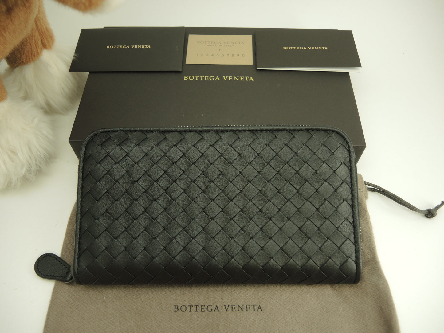 Bottega Veneta Long Wallet Intrecciato Leather Black Zip Long Wallet New @P00271629K