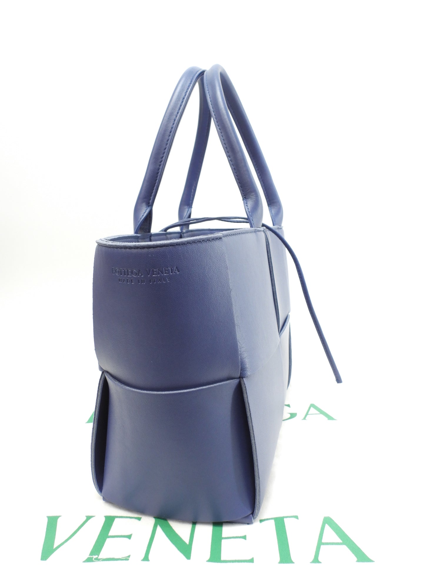 ボッテガヴェネタ トートバッグ スモールアルコ レザー青 ハンドバッグ 極美品@B10245652B