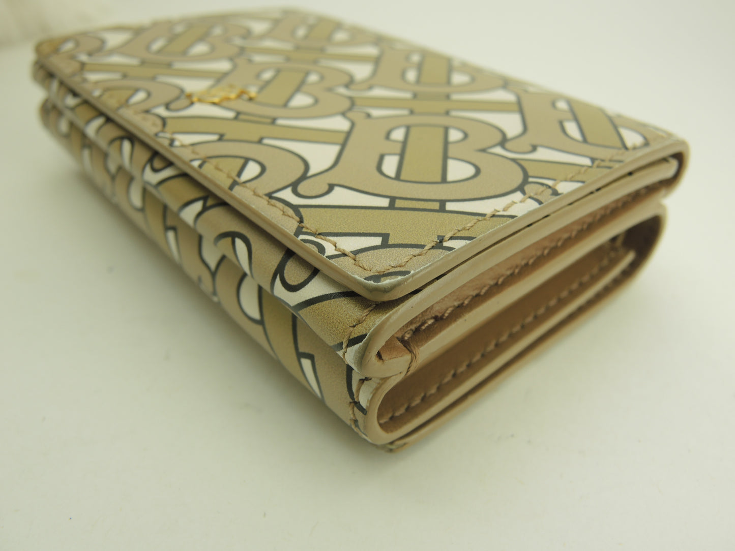 バーバリー ミニウォレット TB柄 レザー/ベージュ 3折財布 スモールウォレット@ITALBSRL239CAL