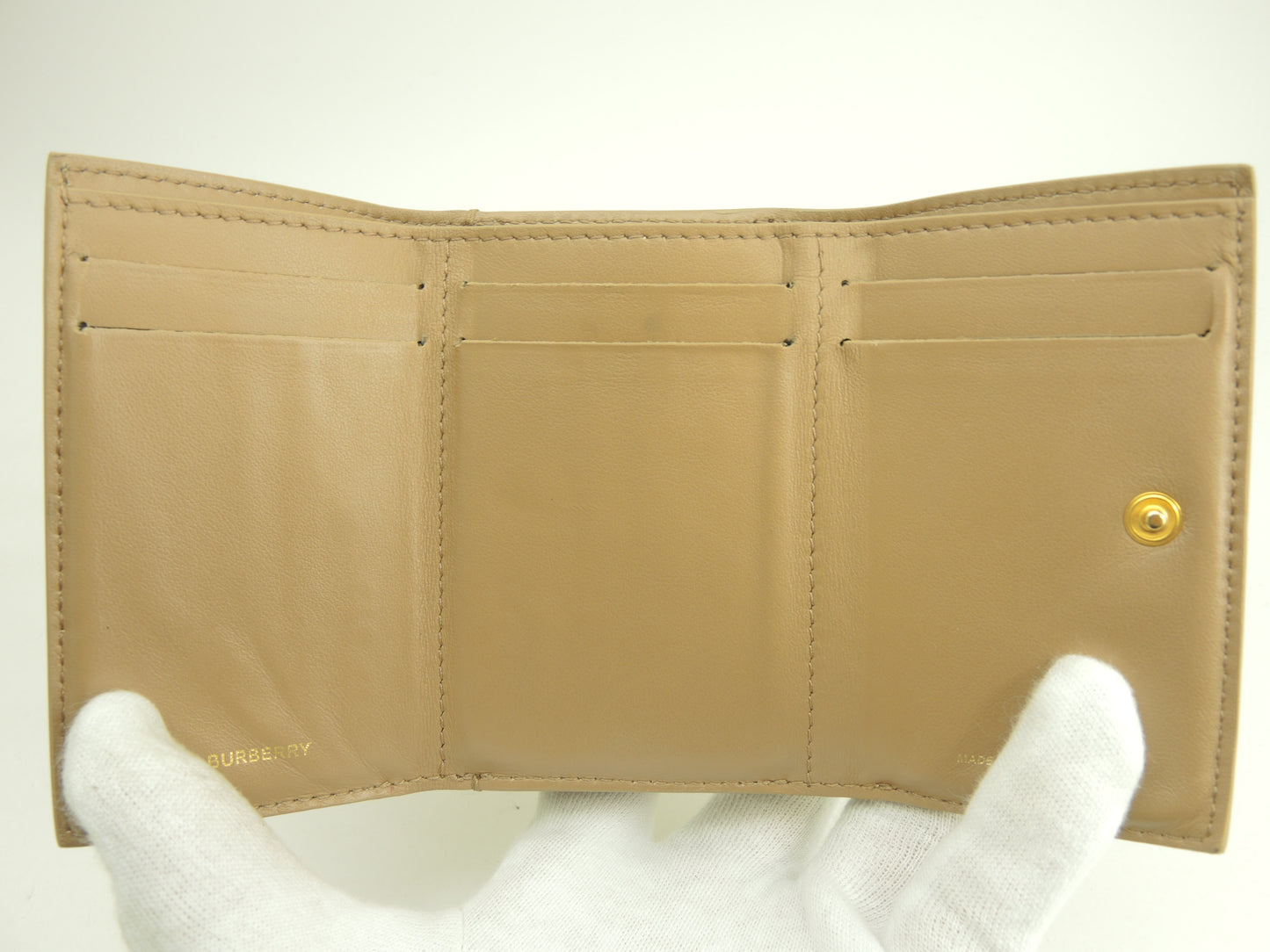 バーバリー ミニウォレット TB柄 レザー/ベージュ 3折財布 スモールウォレット@ITALBSRL239CAL