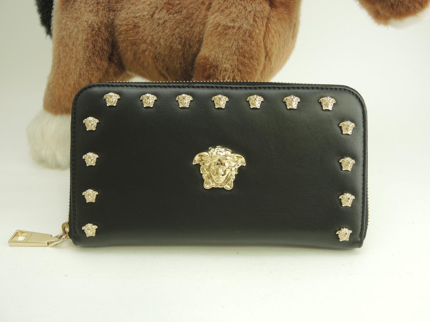 ヴェルサーチ ロングウォレット メドゥーサ レザー黒 ラウンドジップ長財布 美品@ 14