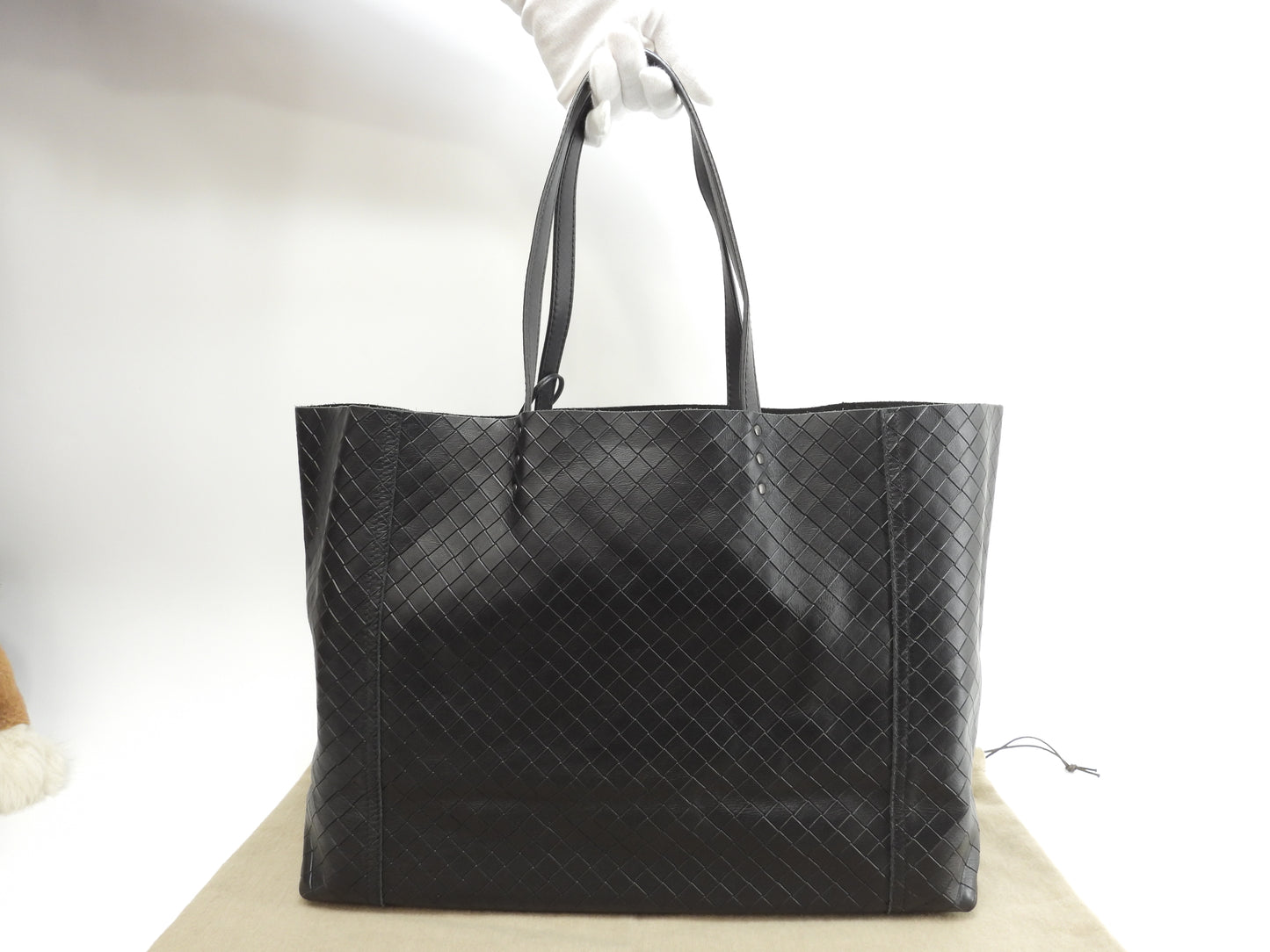 ボッテガヴェネタ トートバッグ中 イントレッチオ レザー黒 ショルダーバッグ 極美品@B01660638G