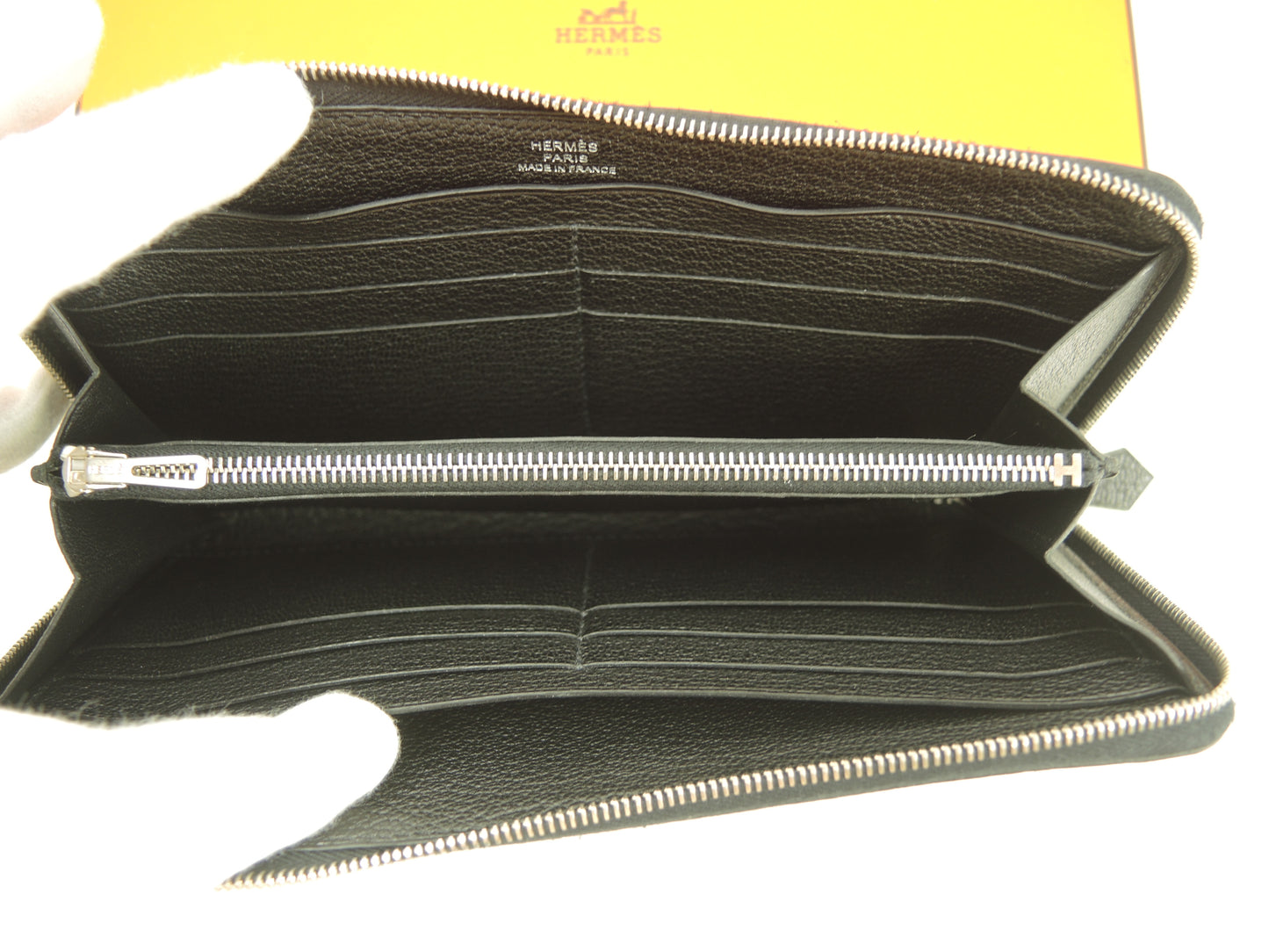 エルメス アザップロングクラシック シェーブルフルレザー 黒 ラウンドジップ長財布 ロングウォレット 極美品@□Q