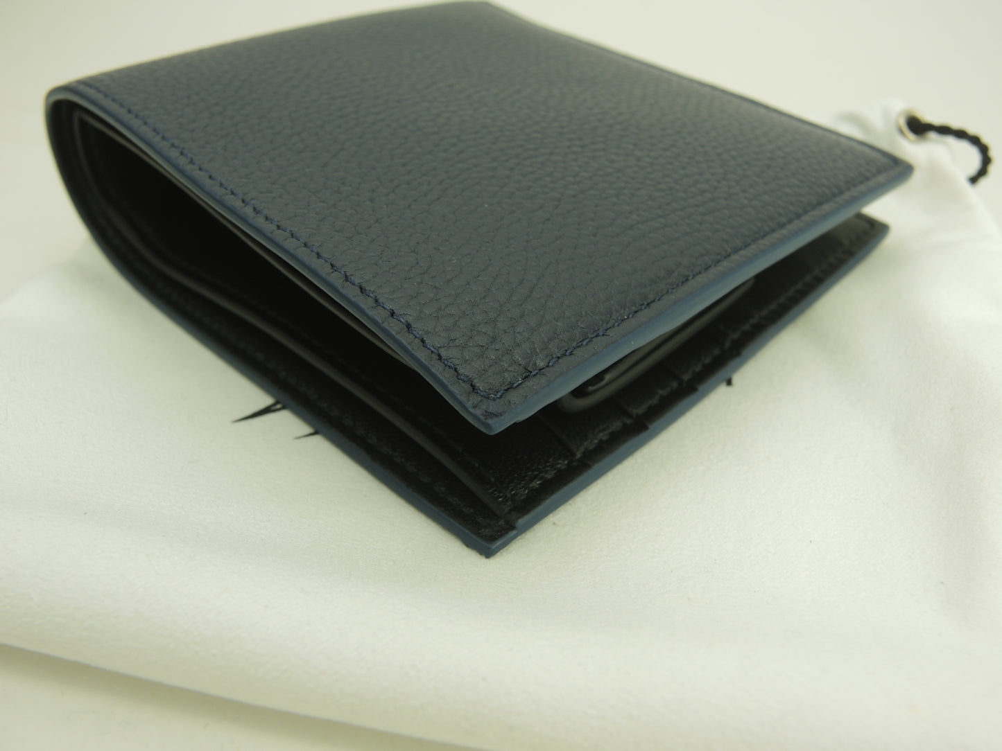 ブルガリxフラグメント コンパクトウォレット レザー紺 2つ折財布 未使用@ 5