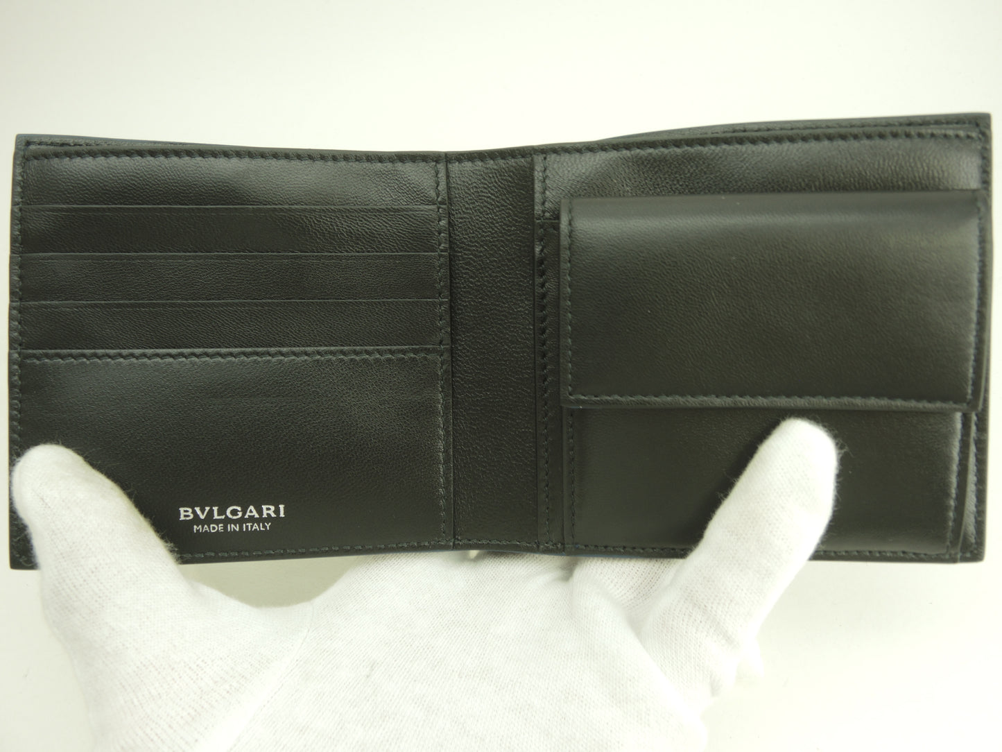 ブルガリxフラグメント コンパクトウォレット レザー紺 2つ折財布 未使用@ 5