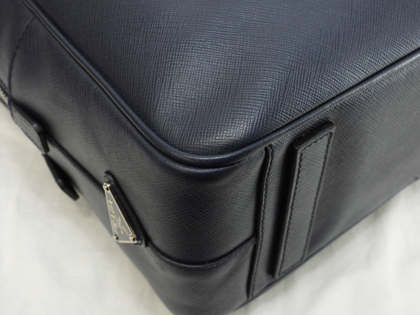 プラダ ブリーフケース ダブルファスナー サフィアーノ紺 書類カバン ドキュメントケース@7