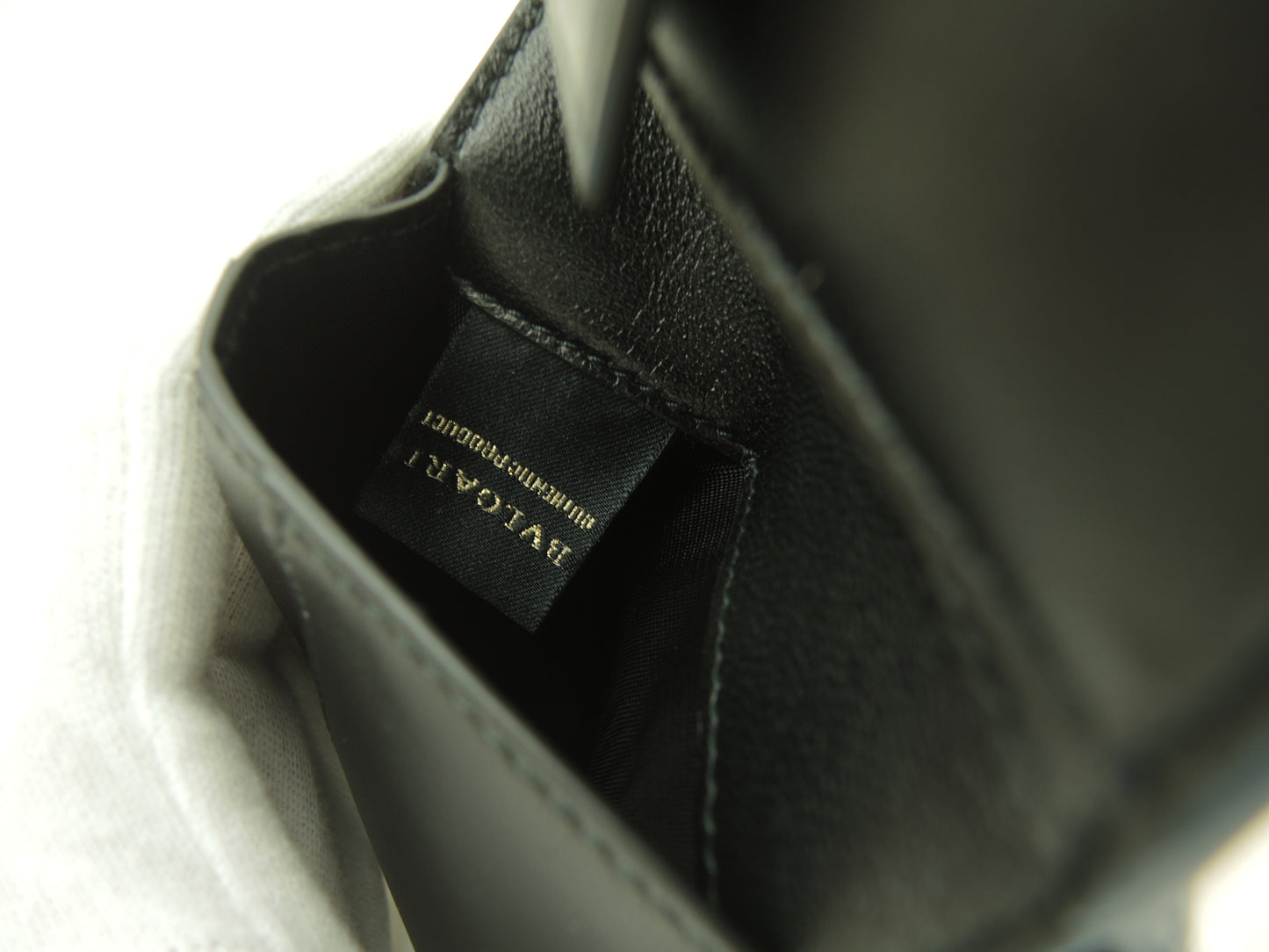 ブルガリxフラグメント コンパクトウォレット レザー紺 2つ折財布 未使用@ 5