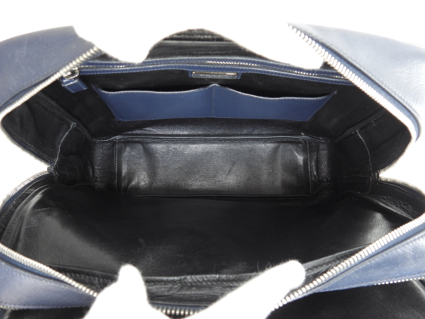 プラダ ブリーフケース ダブルファスナー サフィアーノ紺 書類カバン ドキュメントケース@7